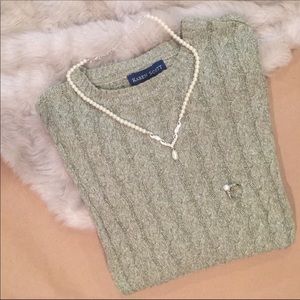 Karen Scott Sage Green Cable Knit Sweater